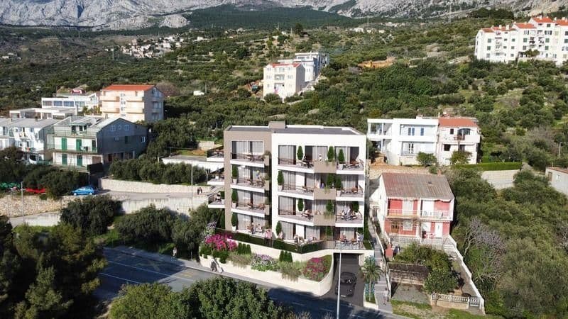Podgora, one-bedroom apartment in new building with sea view 48 m2
