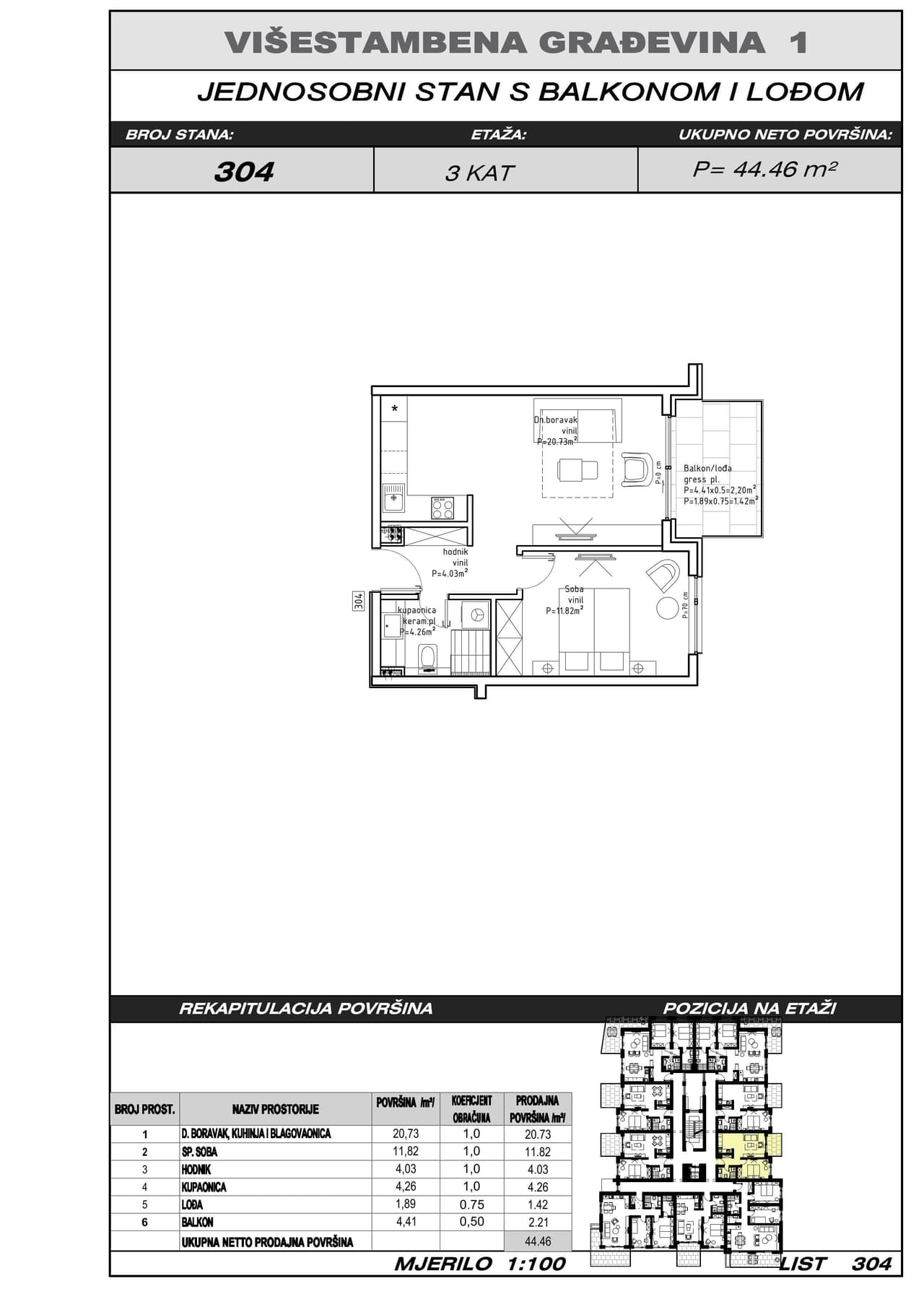 Stan u novogradnji, 44,46 m², Makarska