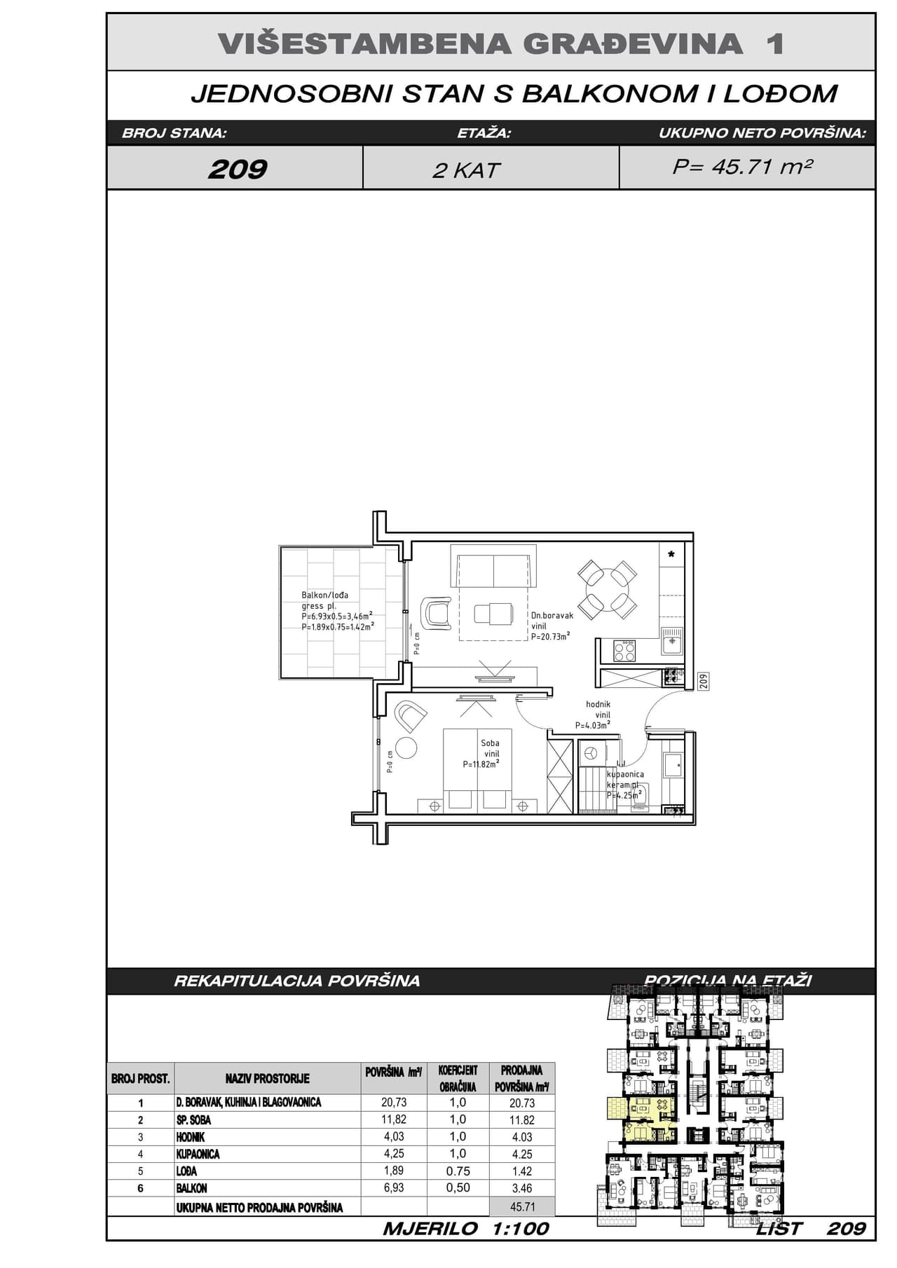 Stan u novogradnji, 45,71 m², Makarska