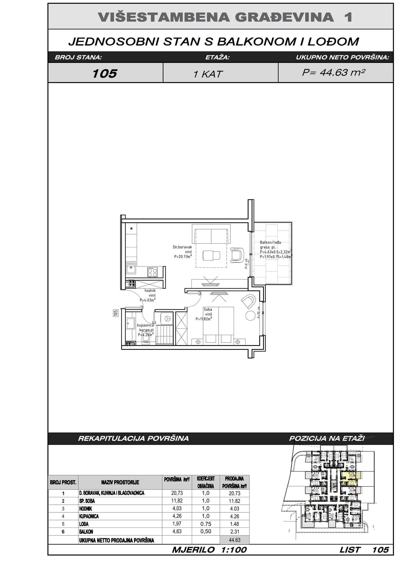 Byt v novostavbe, 44,63 m², Makarska