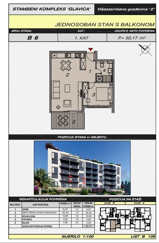 Makarska, luksuzni stan u centru 52,10 m2