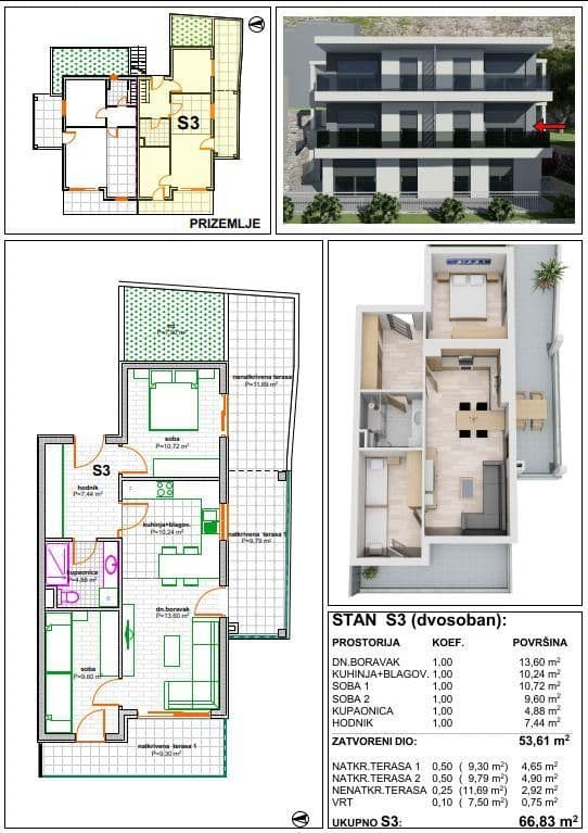 Živogošće, luksuzan stan uz plažu, pogled na more, 67 m2
