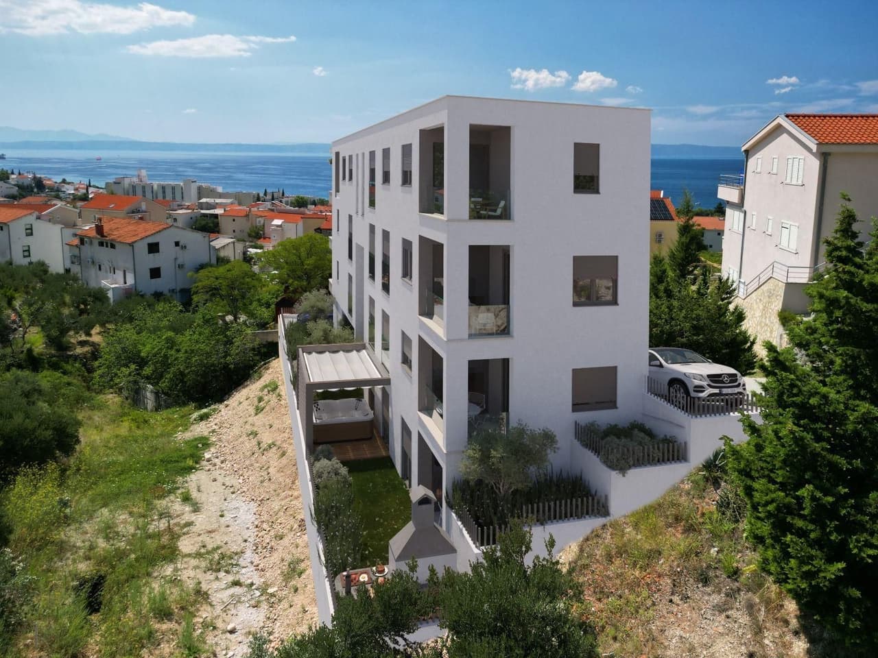 Tučepi, dvojpodlažný byt s parkovacím miestom a výhľadom na more, 120 m2